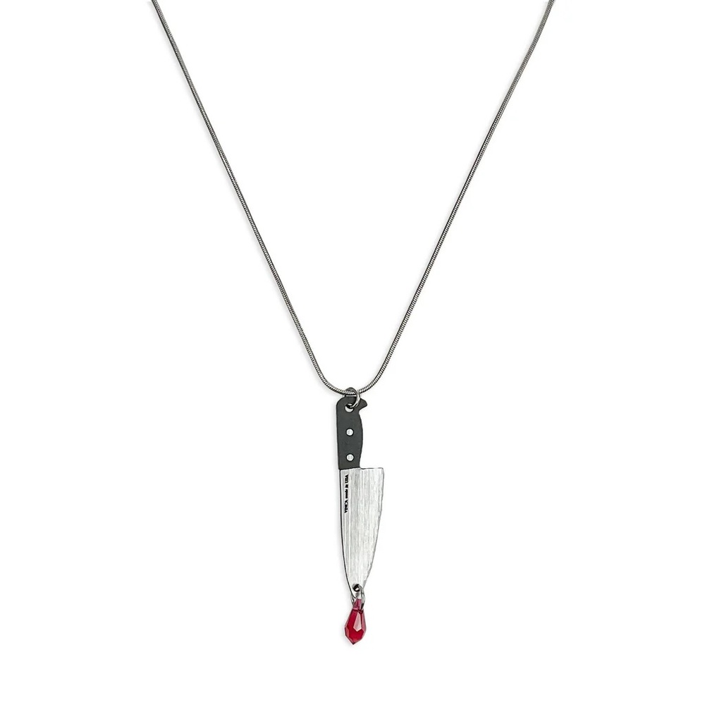Discontinued Vinca - Bloody Hell! Knife Necklace Adjustable with Swarovski